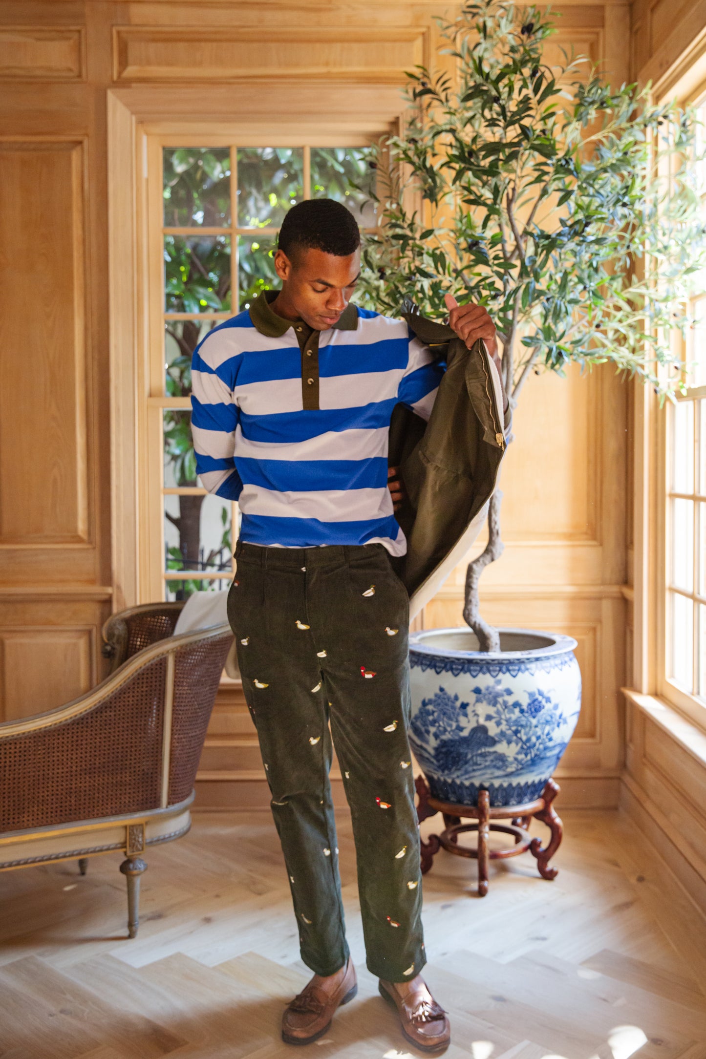 Straight Leg Pintuck Corduroy Trouser