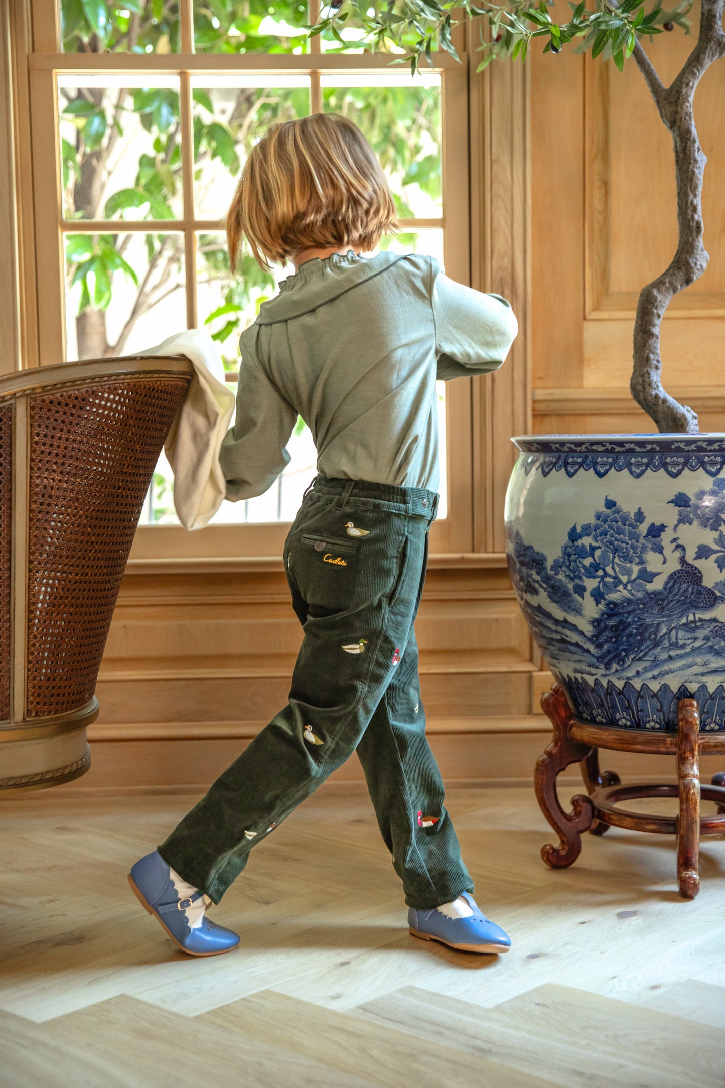 Straight Leg Pintuck Corduroy Trouser