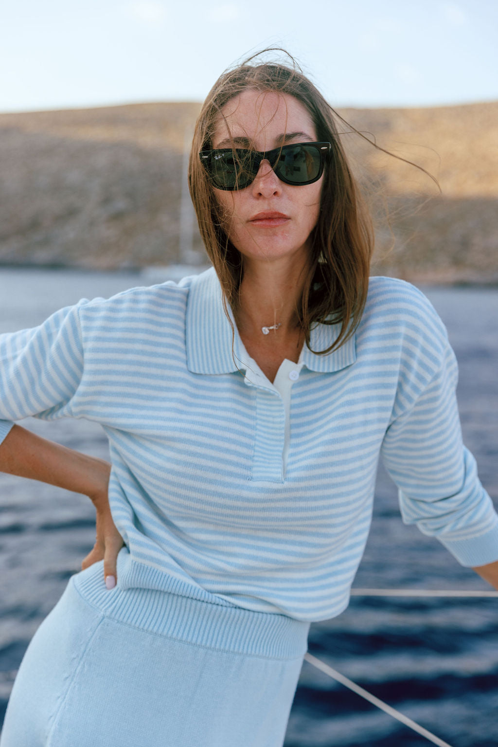 Cropped Long Sleeve Knit Polo (PRESALE)