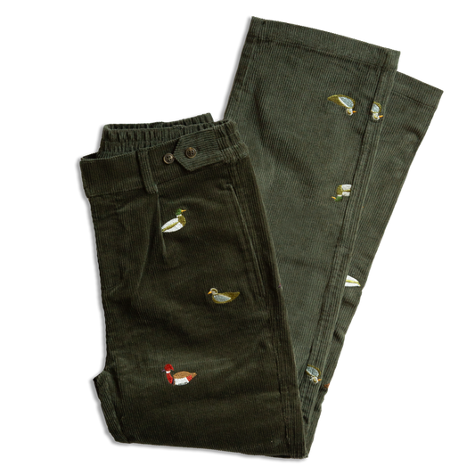 Straight Leg Pintuck Corduroy Trouser