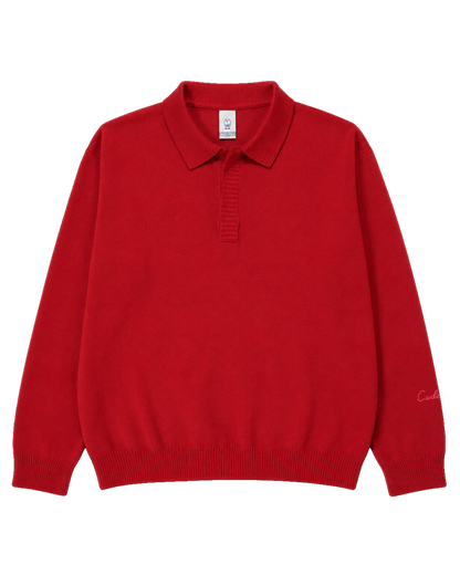 Cropped Long Sleeve Knit Polo (PRESALE)