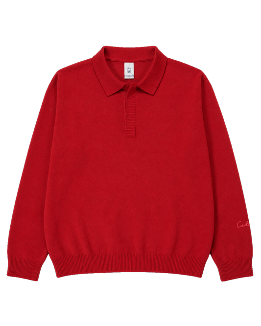 Cropped Long Sleeve Knit Polo (PRESALE)